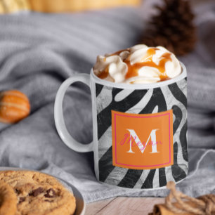 Artistieke Zebra Stripes Sinaasappel & Hot Pink St Koffiemok