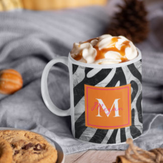 Artistieke Zebra Stripes Sinaasappel & Hot Pink St Koffiemok