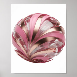 Artistieke Zilveren ROZE EN GOUD METALEN BAL Poster