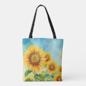 Artistieke Zonnebloem Canvas tas (Achterkant)