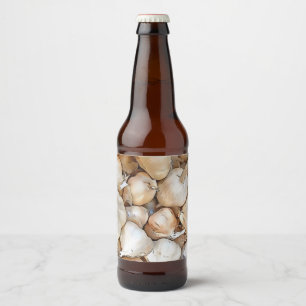Artistieke zwarte bovenkunst met knoflook bier etiket