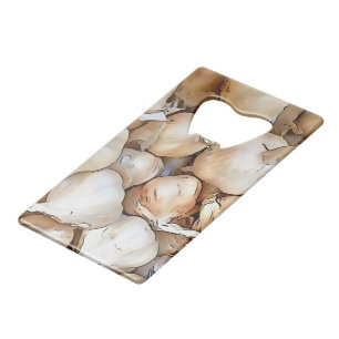 Artistieke zwarte bovenkunst met knoflook kredietkaart flessenopener