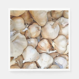 Artistieke zwarte bovenkunst met knoflook servet