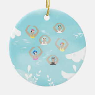 Artistieke zwemmers   Kunstmatige winterkunst  Keramisch Ornament