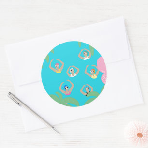 Artistieke zwemmers Kunstmatige zwemillustratie Ronde Sticker