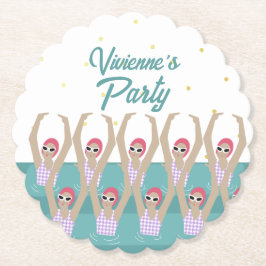 Artistieke zwemmers Synchro Zwemende Birthday Part Kartonnen Onderzetters