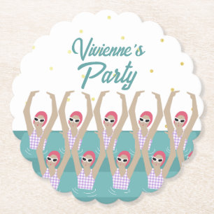 Artistieke zwemmers Synchro Zwemende Birthday Part Kartonnen Onderzetters
