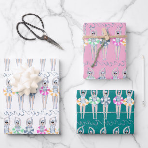  Artistieke zwemzwemzwemmers Inpakpapier Vel