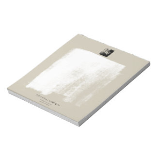 Artistisch beige Formele Monogram Naam Unieke Eleg Notitieblok