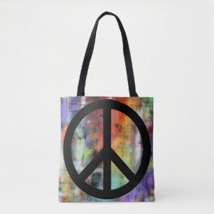 Artistisch gekanteld vredesbord tote bag