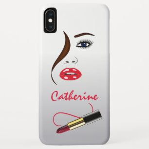 Artistisch gezicht en lipstick in Mirror beeld iPhone XS Max Hoesje