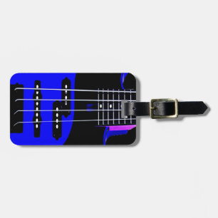 Artistisch gitaarblauw en zwart bagagelabel