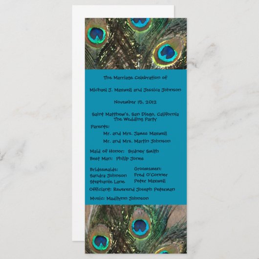 Artistisch Peacock Weddenschap Programma (Voorkant / Achterkant)