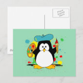 Artistisch Penguin Green Briefkaart (Voorkant / Achterkant)