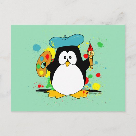 Artistisch Penguin Green Briefkaart (Voorkant)
