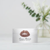 Artistisch Roos Glitter Lips Moderne Zilver Visitekaartje (Staand voorkant)