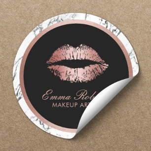 Artistisch Roos Gold Lips Moderne marmer Ronde Sticker