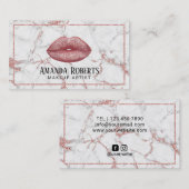 Artistisch Roos Goud Lips Moderne marmer Salon Visitekaartje (Voorkant / Achterkant)