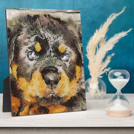 Artistisch rottweiler-papaverportret fotoplaat (Zijkant)