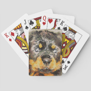 Artistisch rottweiler-papaverportret speelkaarten
