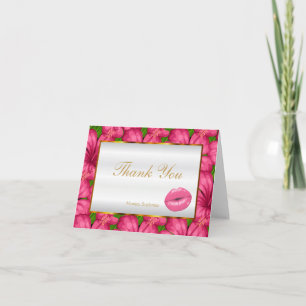 Artistisch roze inkepingen op roze Floral Bedankkaart