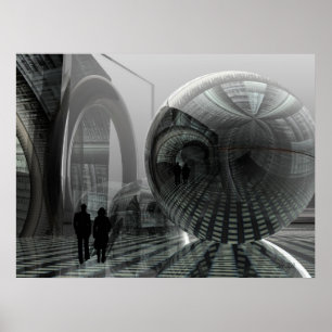 Artistisch sci-fi poster "Wandelend in een buitena