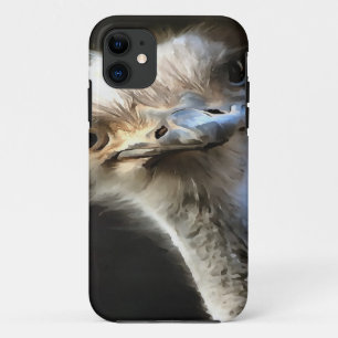 Artistisch struisvogelportret met fijne uitdrukkin iPhone 11 hoesje