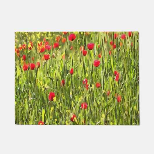 Artistisch weide Poppy Landschap Deurmat (Voorkant)