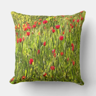 Artistisch weide Poppy Landschap Kussen