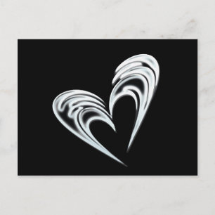 Artistisch wit hart op zwarte achtergrond briefkaart