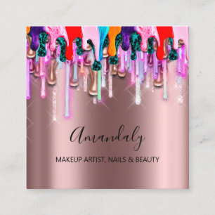 Artistische nagels maken Glitter Logo Roos Vierkante Visitekaartje