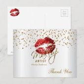 Artistische rode lips op wit briefkaart (Voorkant / Achterkant)