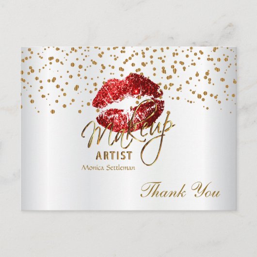 Artistische rode lips op wit briefkaart (Voorkant)