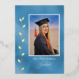 Artistry Blue College Graduation announcement Folie Feestdagenkaart