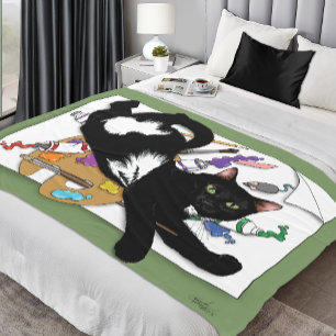 Artist's Black Cat Fleece Deken