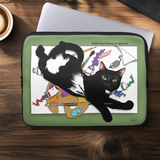Artist's Black Cat Laptop Sleeve (Creator heeft geüpload)