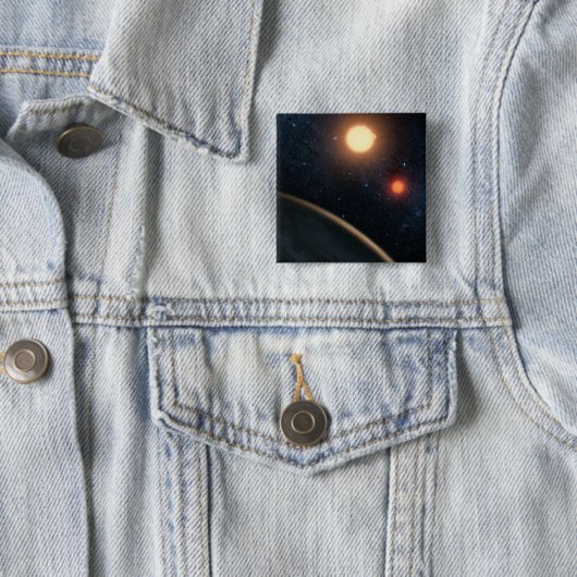 Artist's Concept Illustrating Kepler-16b. Vierkante Button 5,1 Cm (In situ)