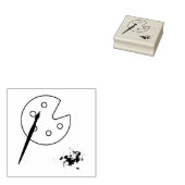 Artist's Palette en Paint Splatter Rubberstempel (Gestempeld)