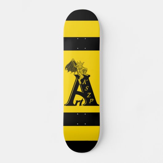 ArtKSZP Logo mit Kleine Golem schwarz gelb design Skateboard (Voorkant)