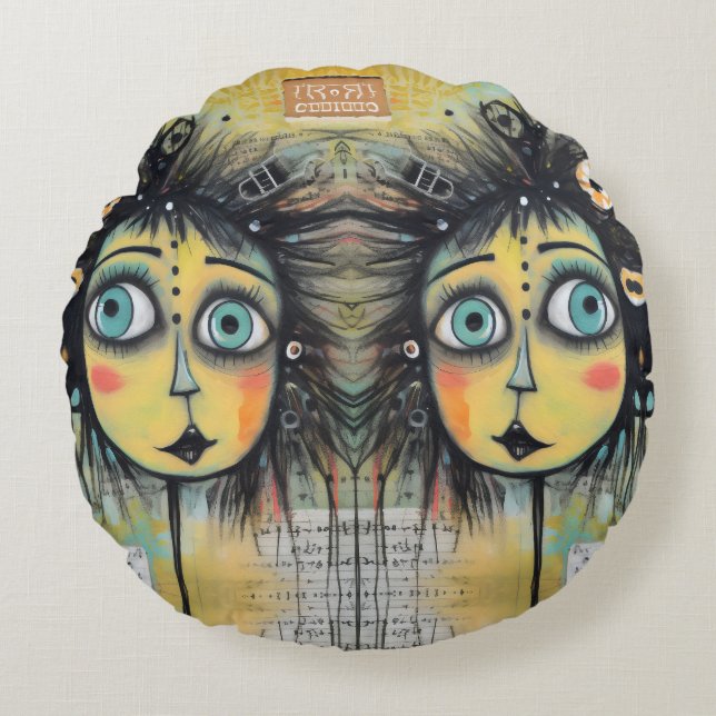 ArtLady 12 Charmant en verontrust Rond Kussen (Voorkant)