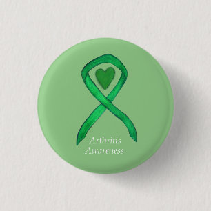 Artritis Bewustheid Groen lint Aangepast lintje Ronde Button 3,2 Cm
