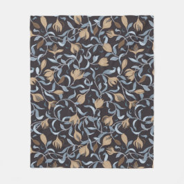 Arts and Crafts Geïnspireerd Blauw en Goud Bloemen Fleece Deken