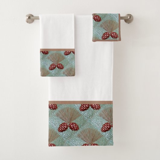 Arts and Crafts Pinecone Badhanddoek set Bad Handdoek (Insitu)