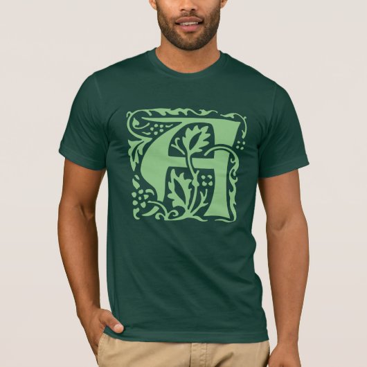 Arts Crafts Groen William Morris Monogram T-shirt (Voorkant)