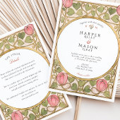 Arts & Crafts Roze Tulp & Harten Trouwen Kaart