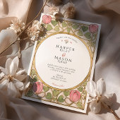 Arts & Crafts Roze Tulp & Harten Trouwen Kaart