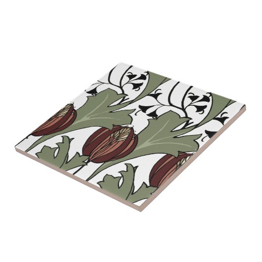 Arts & Crafts Stijl Petworth Bloemenpatroon Tegeltje (Zijkant)