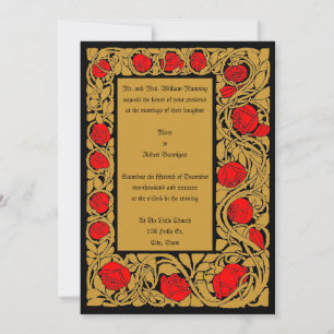 Arts & Crafts Style Roos Border Wedding Kaart