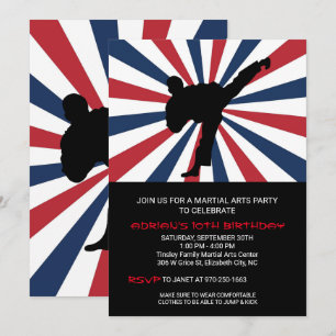 Arts martiaux Invitations de fête d'anniversaire