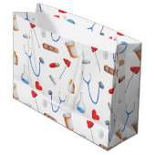 Arts medisch instrumentenpatroon afstuderen groot cadeauzakje (Voorkant Gekanteld)